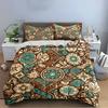 Floral Mandala Brown and Teal Bedding Set Bedding set (1 duvet cover, 2 pillowcases, duvet not included)