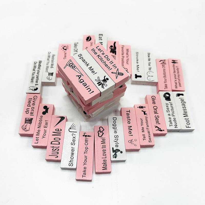 48Pcs Sex Block Game For Adults Sex Toys Valentine Tumbling Tower Stacking Games Wooden Block For Couples Erotica Party SM Block