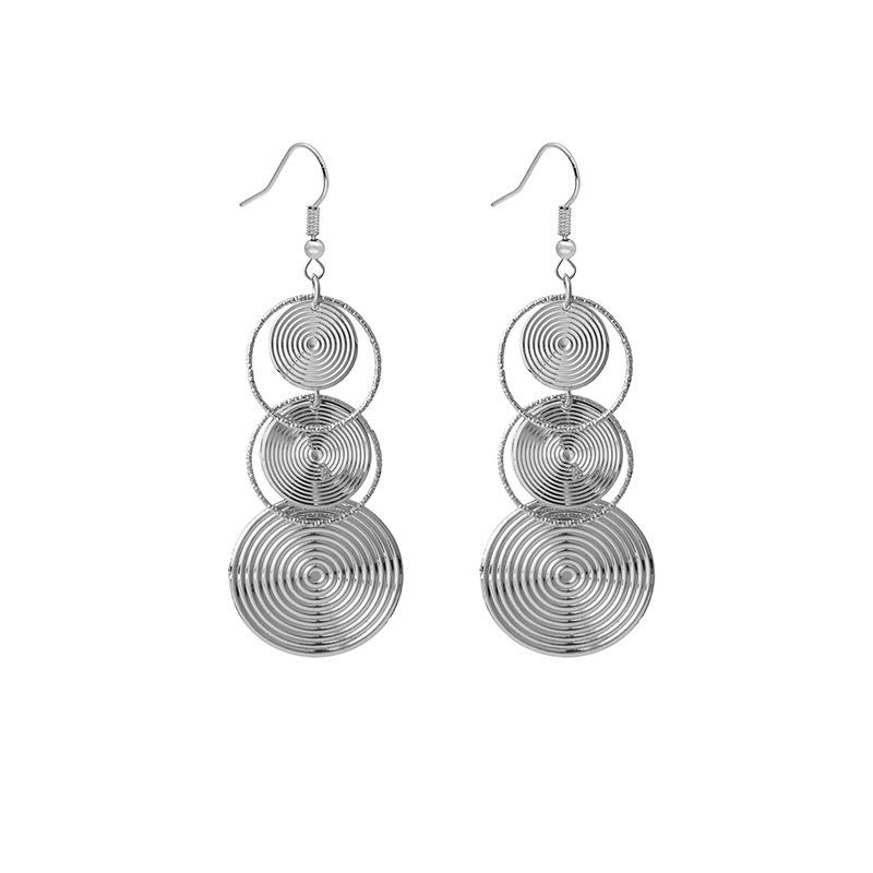 European and American Multi-Layer Hollow Metal Geometric Tassel Earrings