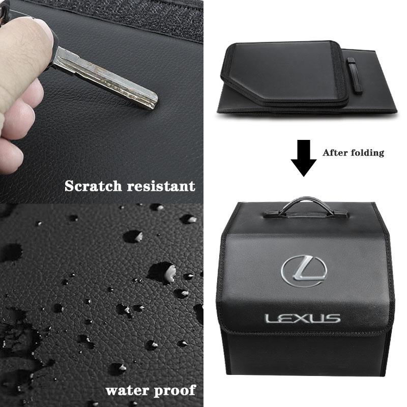 CKU5 Car Trunk Storage Box For Lexus RX330 IS250 Ct200h ES300h RX350 IS300h NX300h RX400h Leather Organizer Bag Folding Tidying Tools