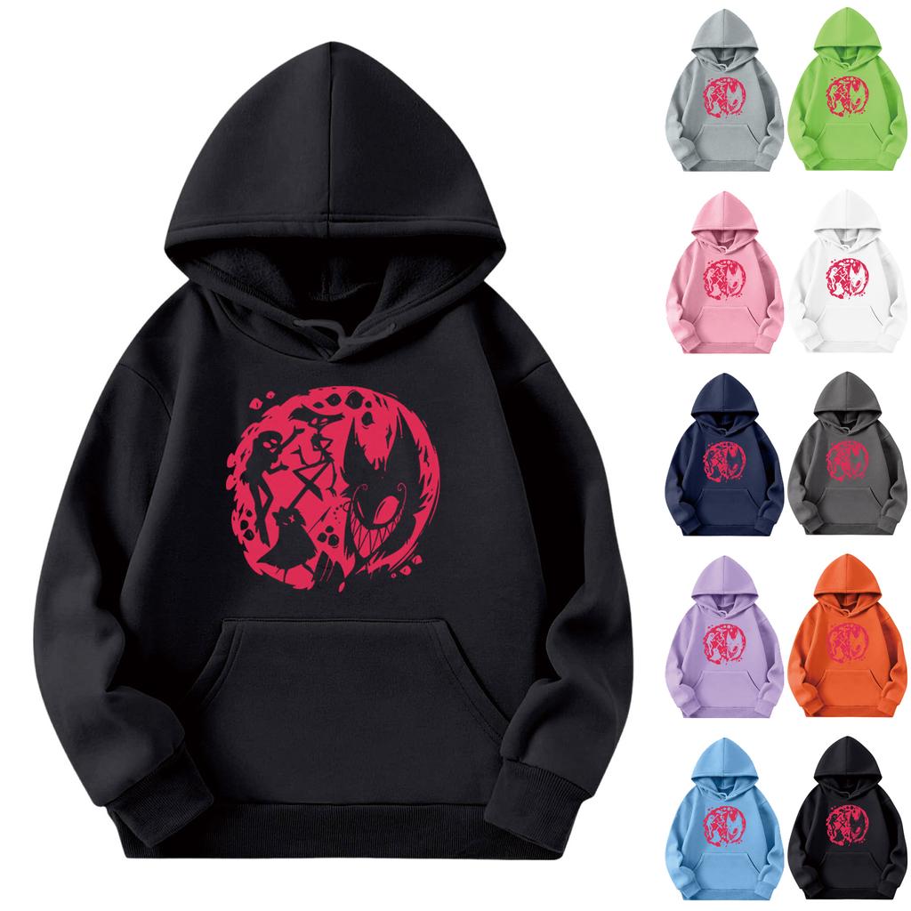 Child Fashion Lightweight Long Sleeve Pullover With Pockets  Print Hoodie