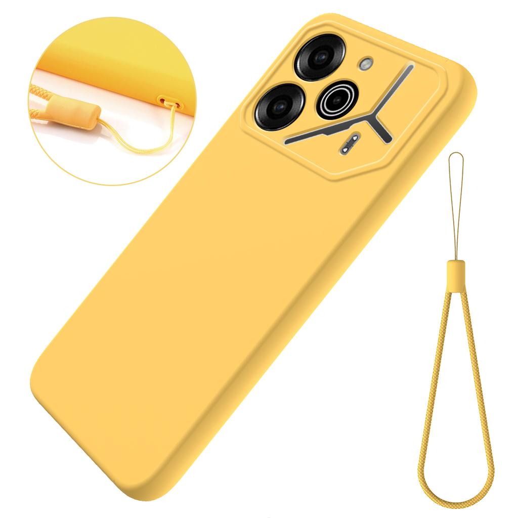 For TECNO Pova 6 Pro 5G Scratch Resistant Case Liquid Silicone Phone Cover with Hand Strap