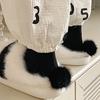 YUYAKESHI Cute Panda Non-Slip Winter Room Shoes, Fluffy, Warm, Soft, and Comfortable for Indoor Use (Non-Wrapped Ankle, Sizes 25-25.5cm)