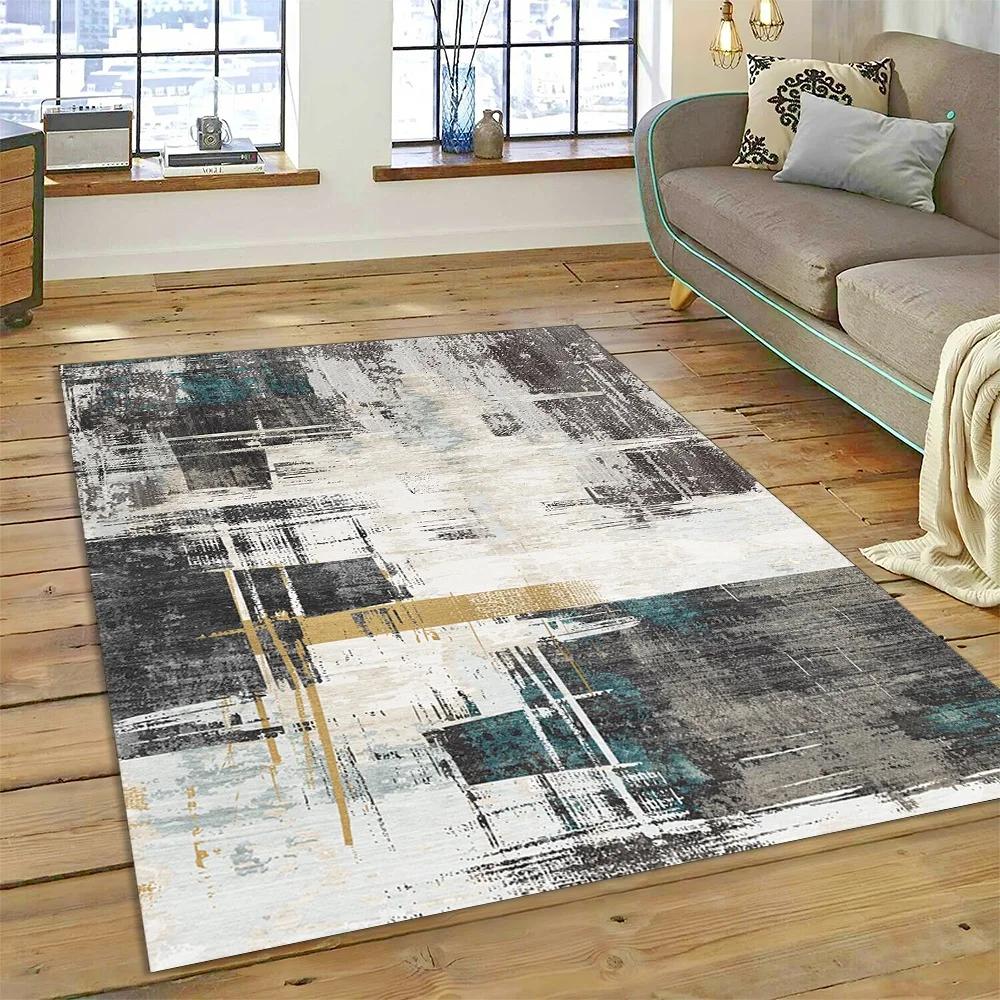 2025 New Style Bohemian Abstract Modern Art Geometry Carpet Rug for Living Room Bedroom Home Sofa Decoration,Non-slip Floor Mat