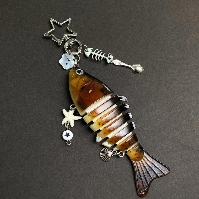 Lifelike Moving Fish Lure Keychain Key Holder Decoration For Angling Hobbyists Multidirectional Key Holder Accessory