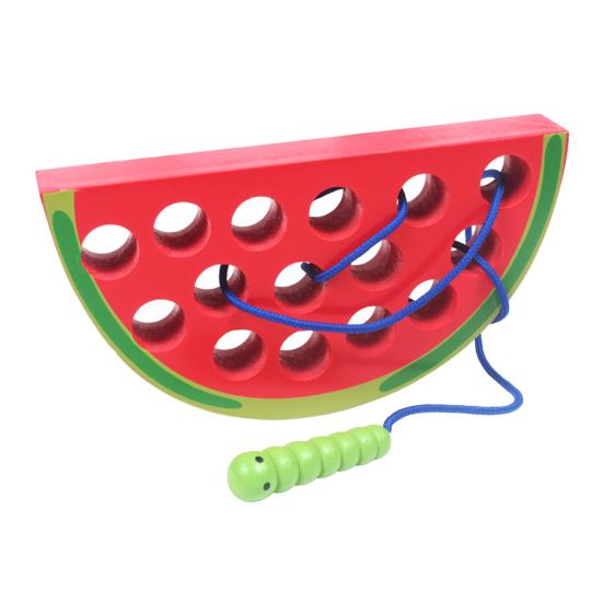 

Гусеница Фрукты Нитки Игрушка Мелкая моторика Дошкольное обучение Малыши Мальчики Девочки Образовательный Деревянный Фруктовый Блок Гусеница Шнуровка Игра Watermelon