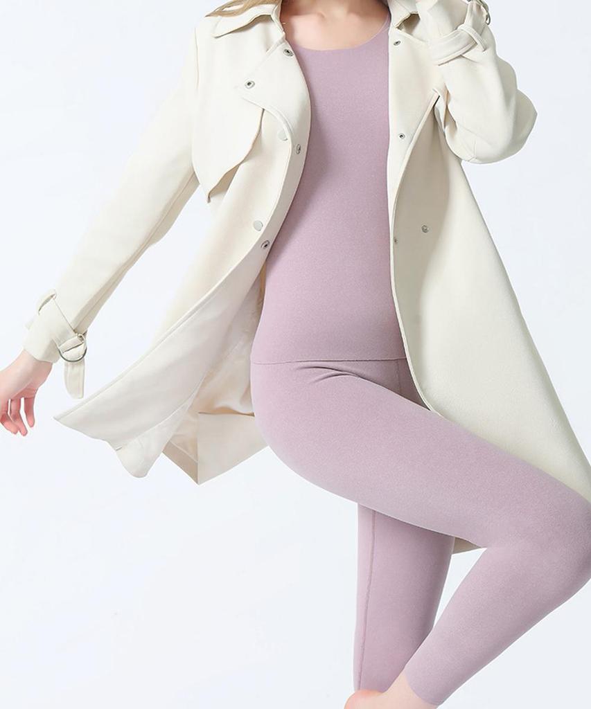 1 Set Thermal Underwear for Women Long Johns With Fleece Lined Long Sleeve Top & Bottom Base Layer Cold Weather