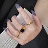oil Adjustable Square Copper Women Opening Rings Finger Jewelry Dripping Oil Korean Finger Rings