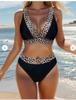New leopard print bikini sexy gathering swimsuit women's hot spring swimsuit
