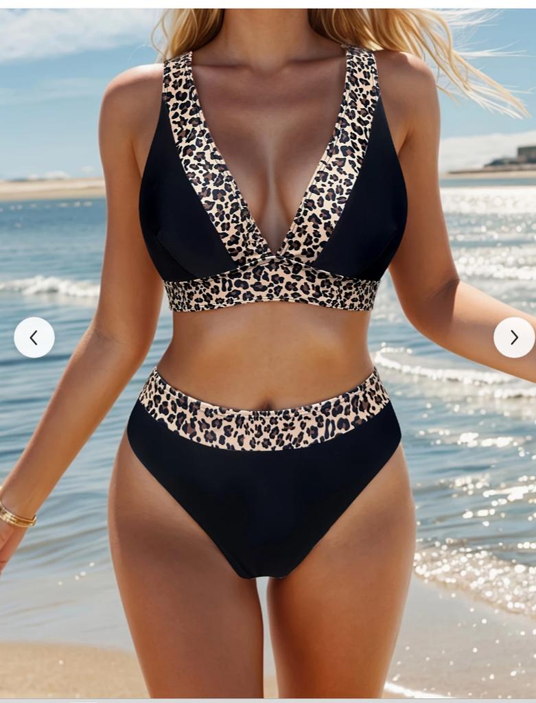 New leopard print bikini sexy gathering swimsuit women's hot spring swimsuit