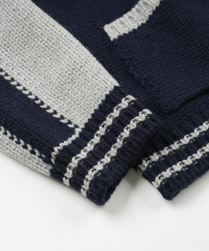 Frizmworks Wool Varsity Zip Up Cardigan _ Navy