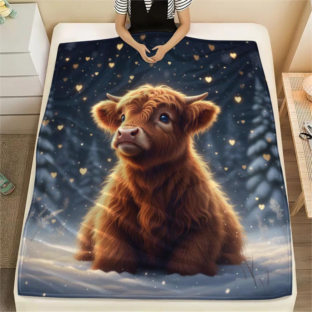1PC Cute Little Animals Print Flannel Blanket, High Quality Comfortable for All Seasons, Home Decor, Warmth and Comfort