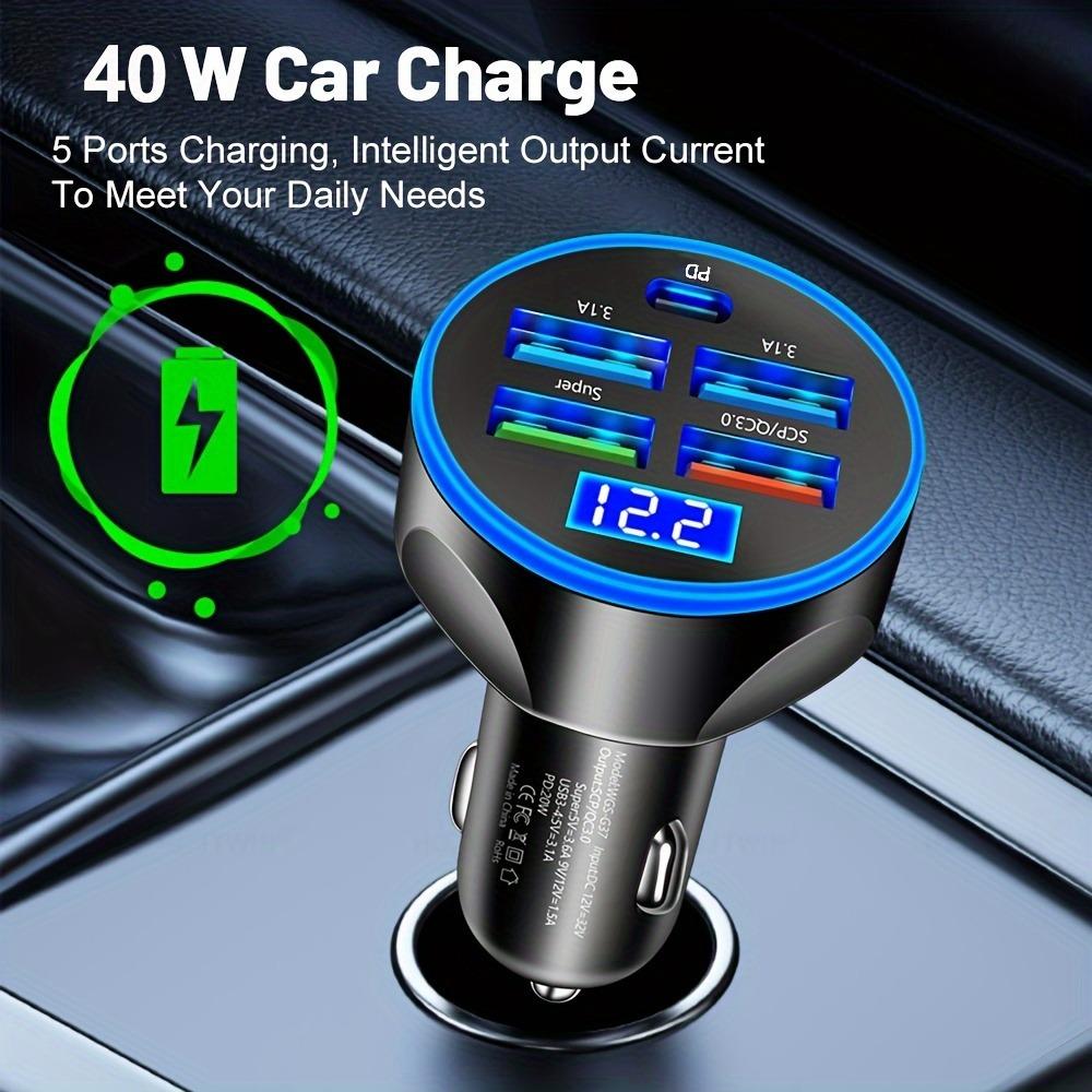 Muti 5 Port Car Charger USB Charger PD QC3.0 Type C Fast Charging Quick Charge QC3.0 Car Mobile Phone Adapter For IPhone 15 14