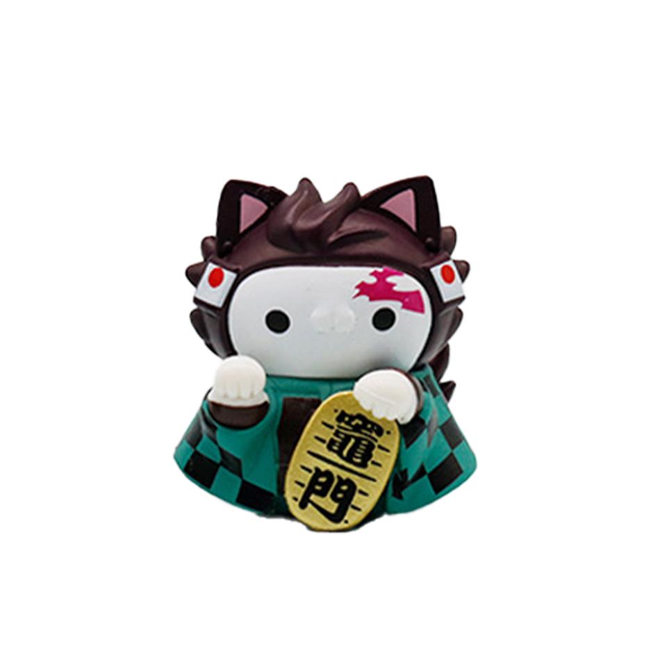 Demon Slayer Lucky Cat Anime Figure Blind Box Rengoku Tanjiro Inosuke Kawaii Cute Model Toy Desktop Car Ornaments Birthday Gift
