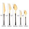 Jankng 20Pcs Imitation Wood Handle Cutlery Set Knife Fork Spoon Dinnerware Set Western Kitchen Stainless Steel Tableware Set