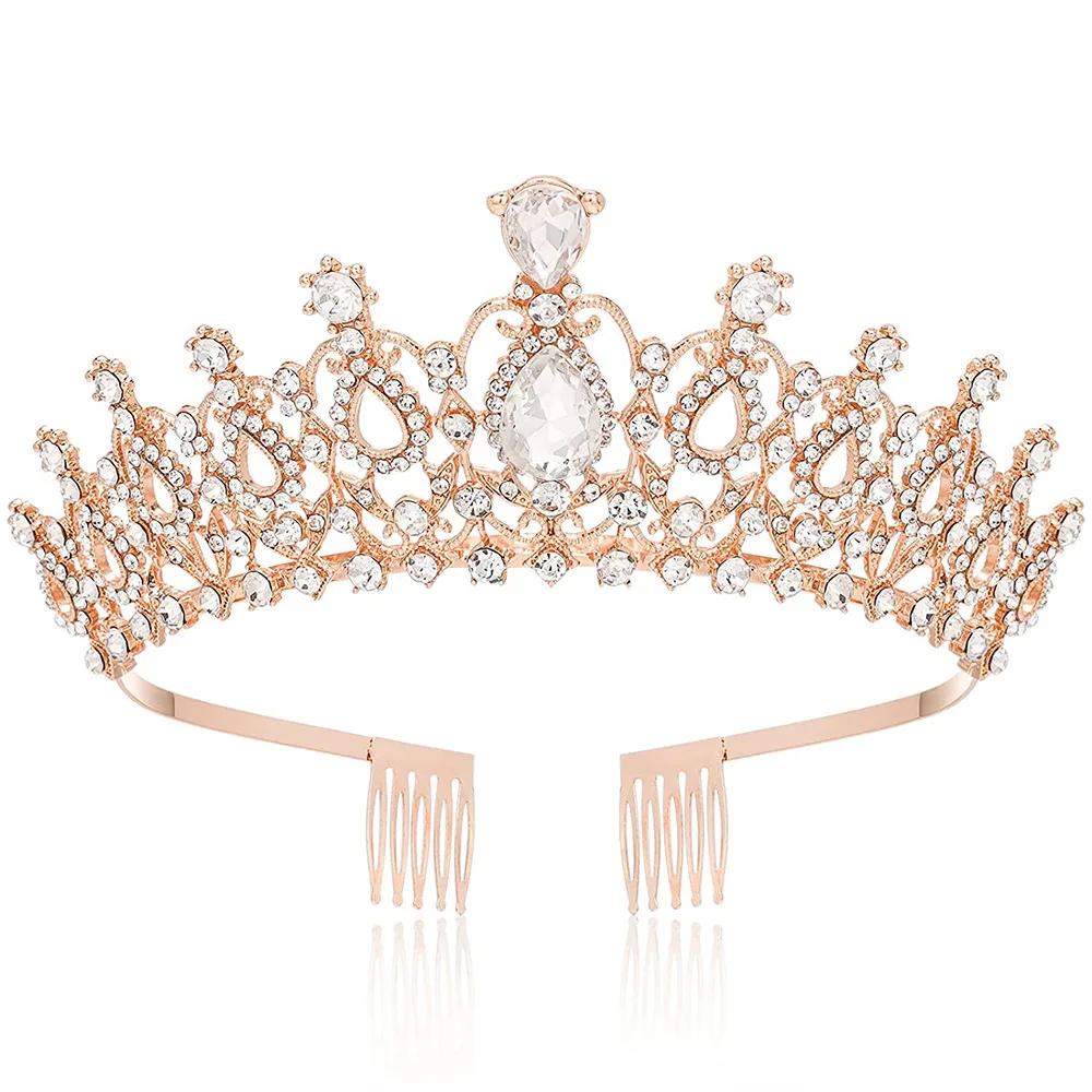 Wedding Hair Accessories Crystal Rhinestone Crowns with Combs Queen Princess Diadems Tiaras Head Jewelry Hot Sale Bridal Girls
