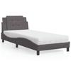 Vidaxl Bed with Mattress, Grey, 90X200 Cm, Faux Leather