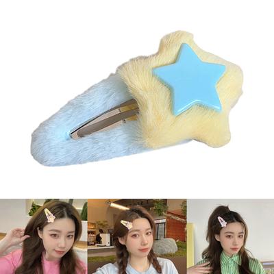 Barrette à Cheveux Peluche Forme Étoile Carnaval Photographie Coiffure pour Femme Filles Frange Prendre une Photo Shopping Voyage Antidérapant