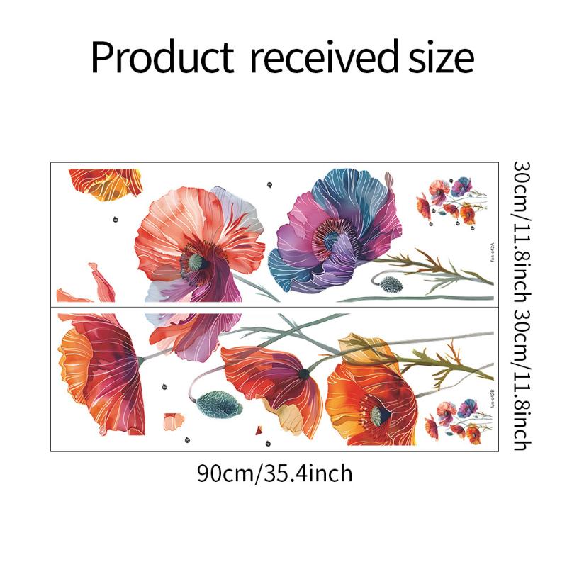 

1Pc Painted Flowers Wall Stickers For Living Room Bedroom Background Wall Decor Home Decorative Stickers Wall Decals Mural разноцветный
