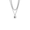Hip Hop Personality Flow Cold Wind Double Layer Stacked Lockhead Necklace Female Neutral Collarbone Chain Sweater Chain