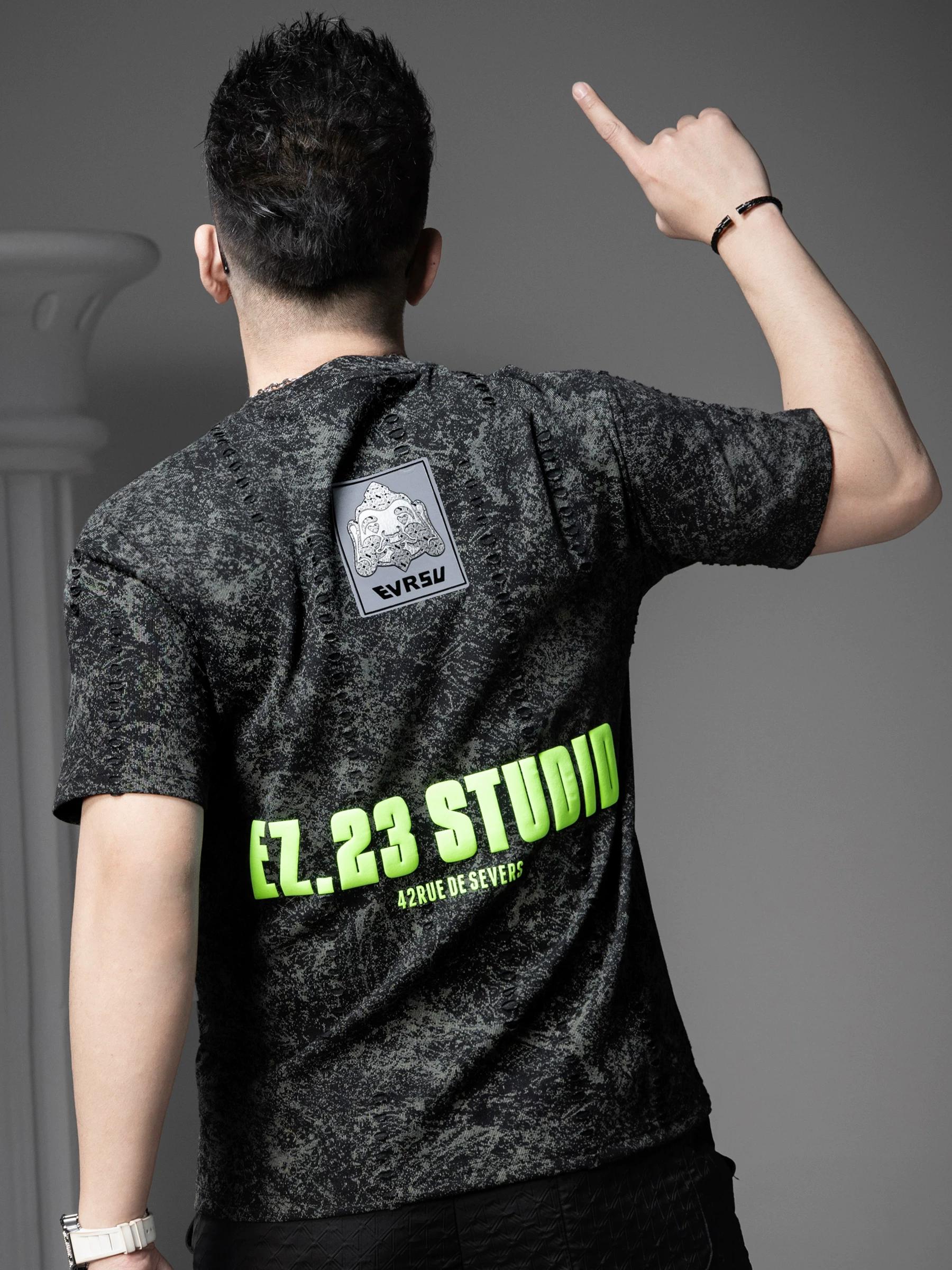 

European Goods Fashion Letters Print Short sleeve T-shirt Men s Fashion Brand Ins Top 2025 Summer New Men s Half Sleeve T-shirt M (45-62.5kg) чёрный/зелёный