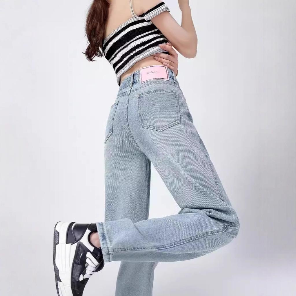 Large Size High Waist Jeans for Women's Personalized Fashion Summer Design Pear-shaped Body for Women's Pants Slimming Wide-leg Pants