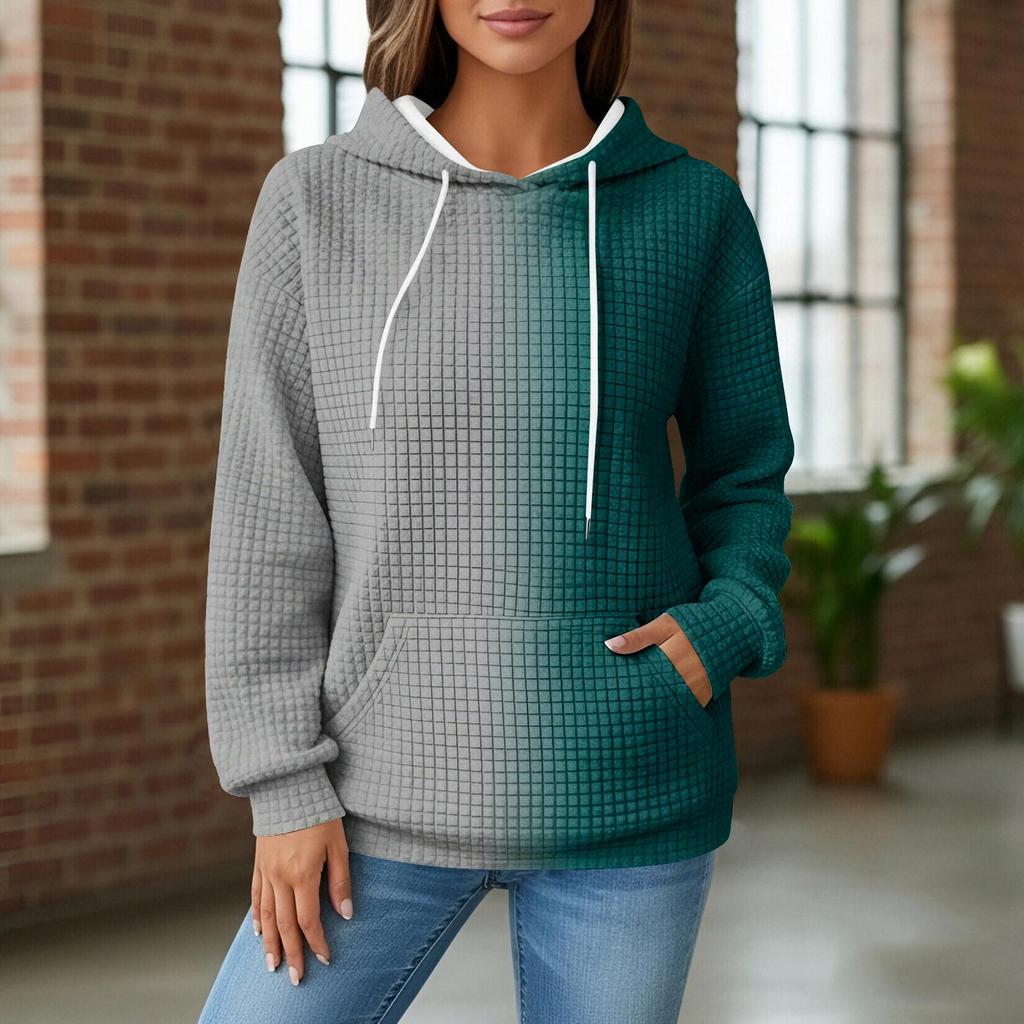 Women's Knit Hoodie - Long Sleeve Pullover with Pocket, Casual Loose-Fit Sweatshirt for Daily Wear/Outdoor