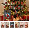 Retro Style Keepsakes Acrylic Christmas Advent Calendar Box with 24 Bird Themed Hanging Ornaments, Countdown Festive Decoration for Home Tree