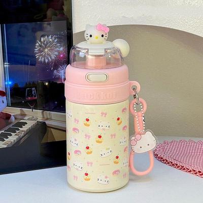 500ml Studentský termo nerezový hrnek se slámkou