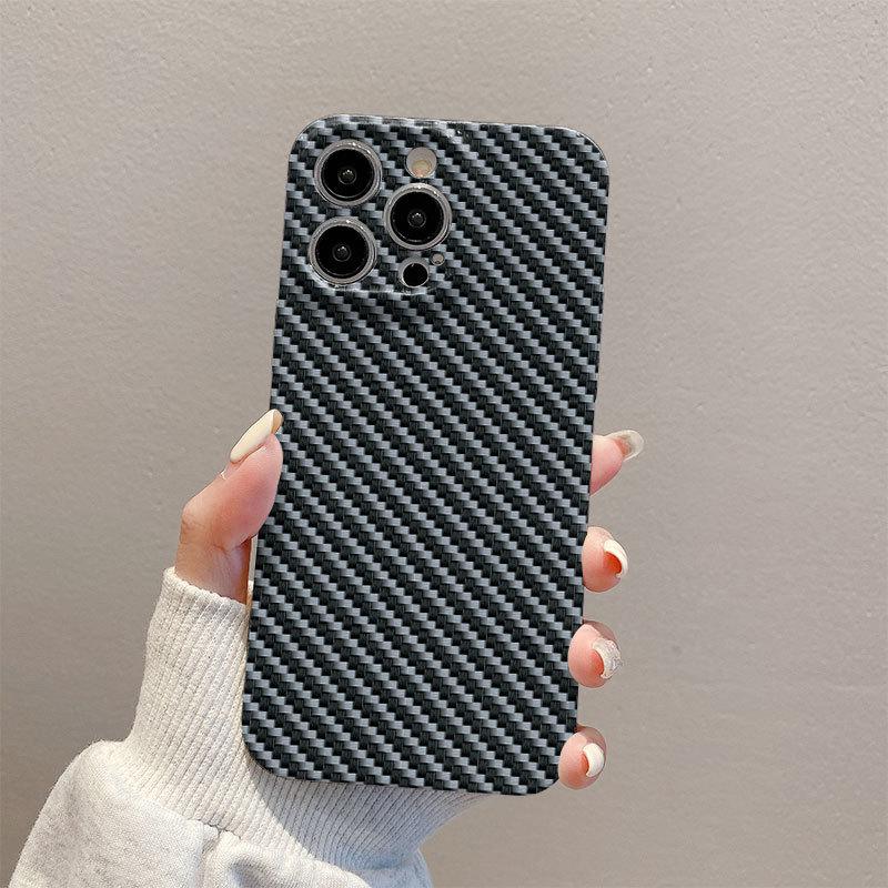 Carbon Fiber Texture Full-Wrap Phone Case for iPhone 15 and 14 Pro Max
