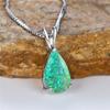 Boho Female Small Blue Green Opal Water Drop Pendant Necklace Silver Color Wedding For Women