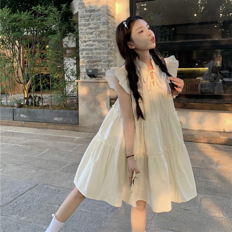 

Белое платье для девочек, милое спортивное платье трапециевидной формы, летние свободные женские платья