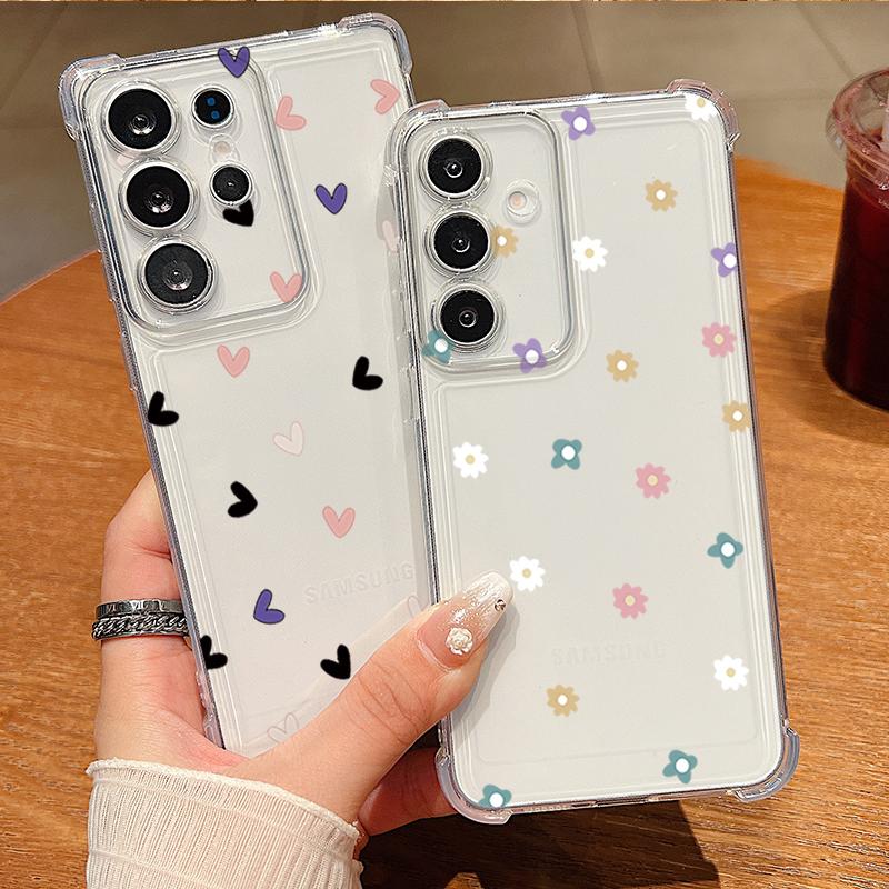 Simple Hearts Pattern Phone Case For Samsung Galaxy A57 A37 A17 A56 A16 A55 A36 A26 A15 A35 A54 A53 Clear Shockproof Soft Cover