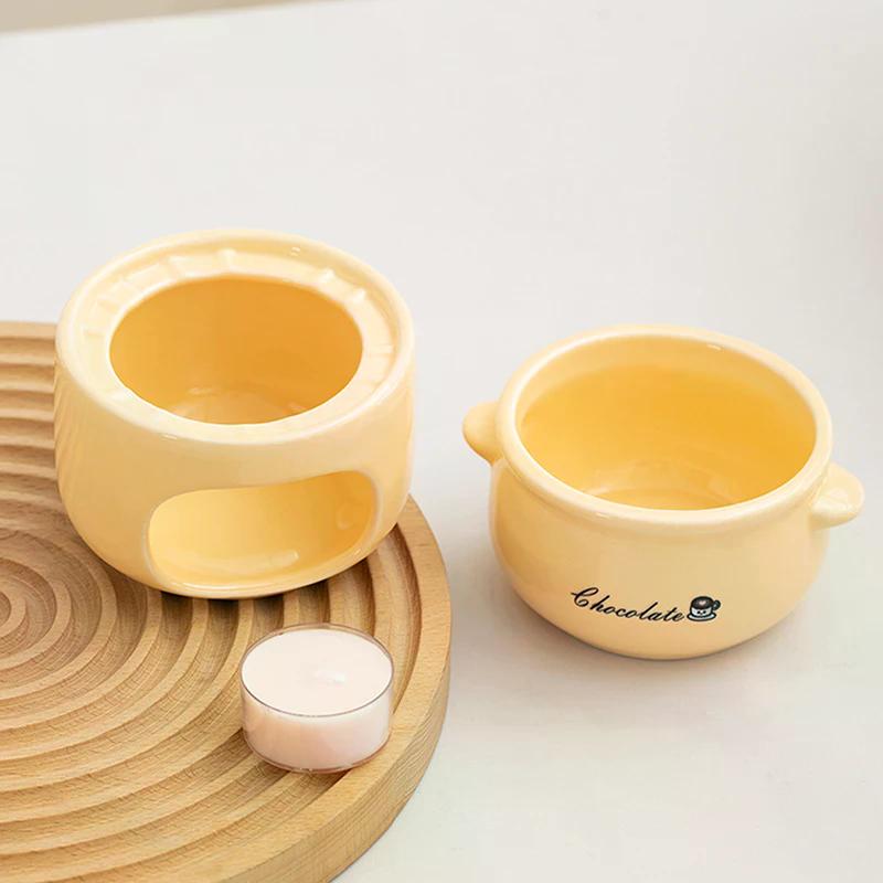 Ceramic Chocolate Melting Pot Heater | Household Constant Temperature Mini Ice Cream And Cheese Melting Machine,With Candle Warm