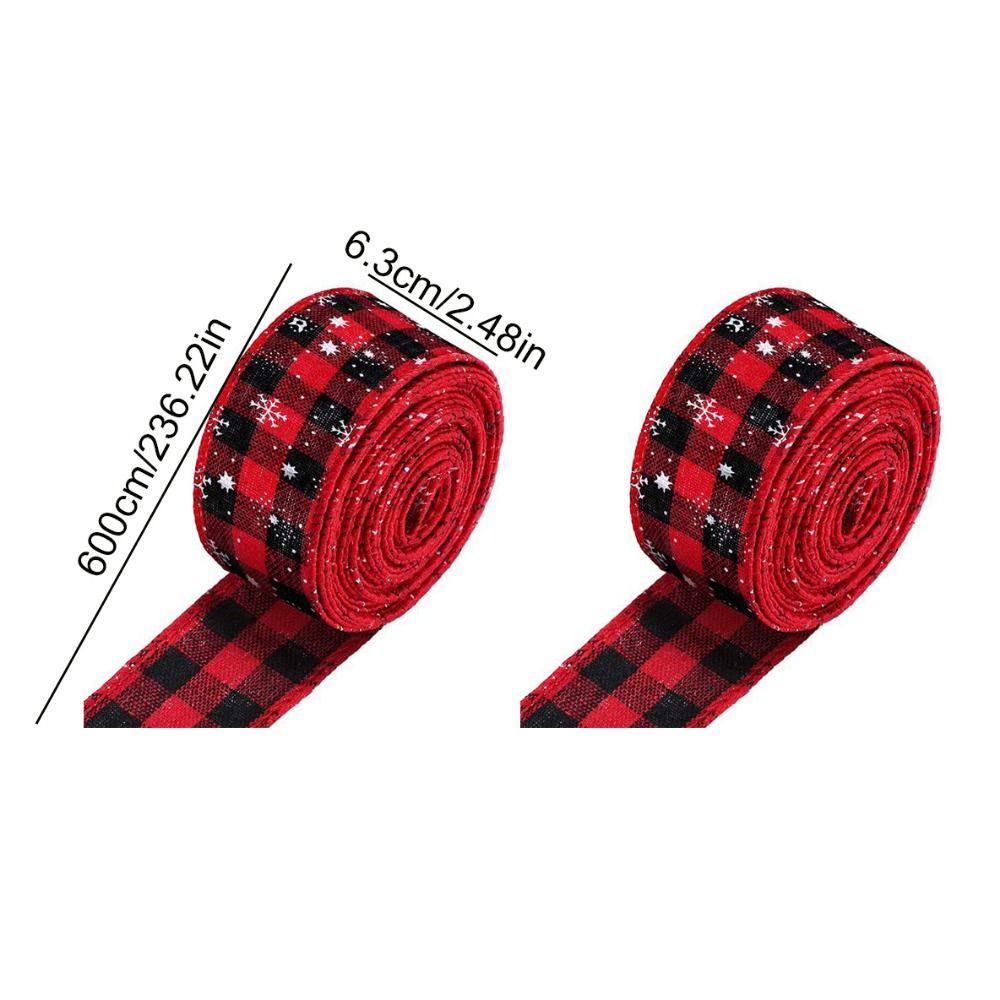 2 rolls/set 6M Red and Black Plaid Ribbon Decorative Gift Box Bow Ribbon  Christmas