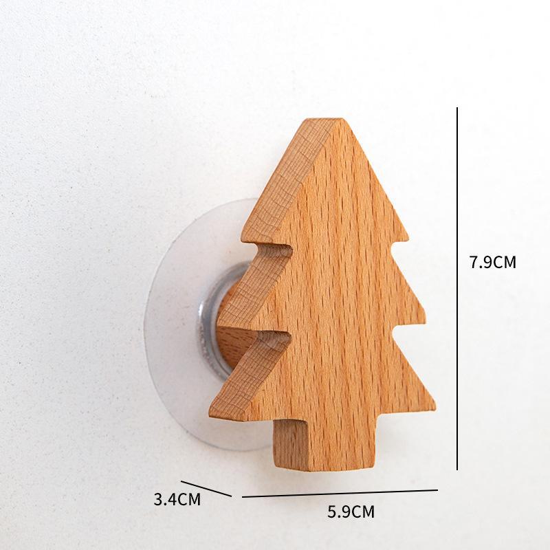 Nordic Solid Wood Star & Moon Wall Hook Set - Punch-Free Design for Coats & Hats