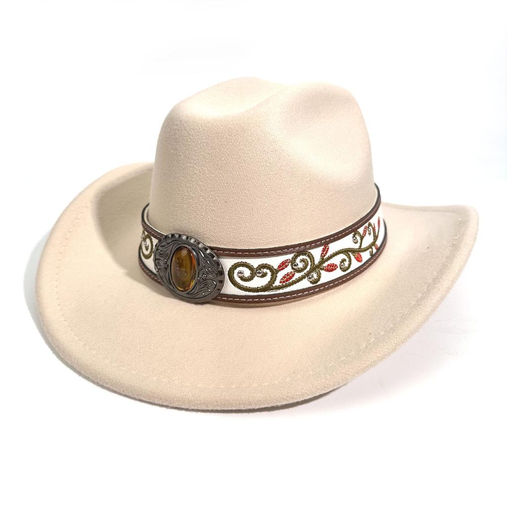Spring And Summer Monsoon Woolen Cowboy Hat Men And Women Couple Ethnic Style Curved Brim Top Hat Sun Hat Jazz Hat