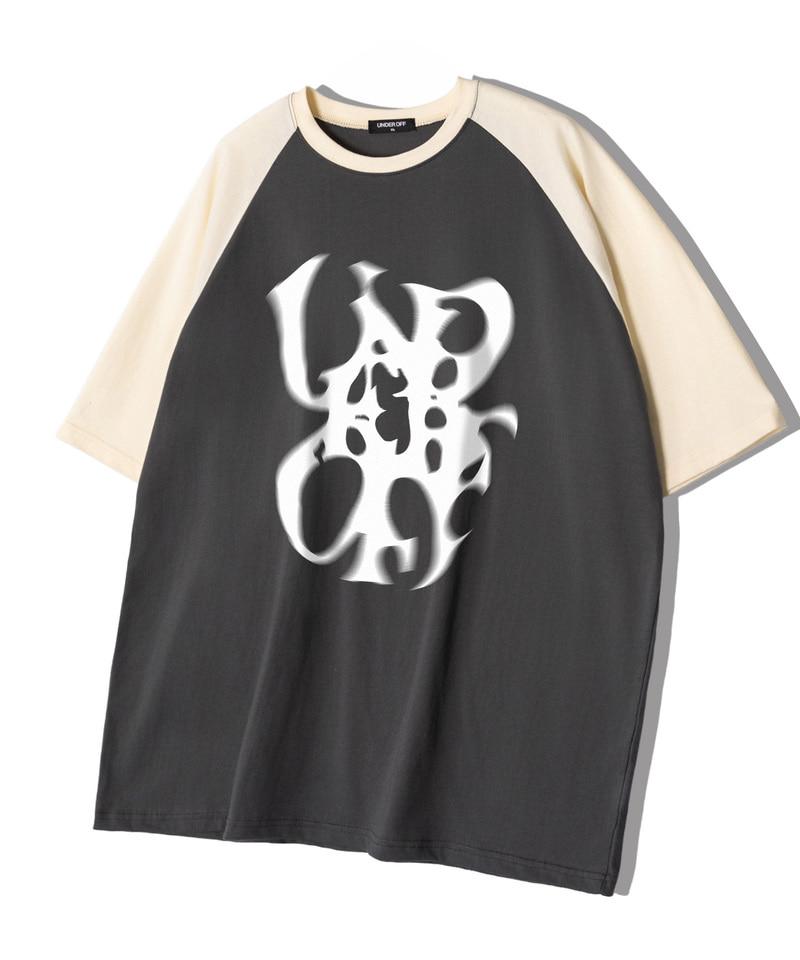 UNDEROFF Oversized Raglan Short Sleeve T-Shirt Under Smoke Black