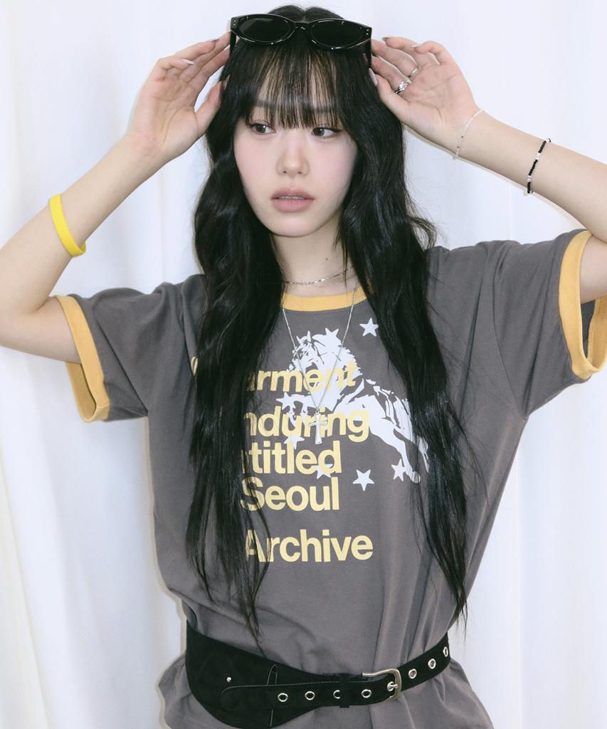 Eontaiteulseoul Archive Unicorn Ringer Crop Short Sleeve Charcoal