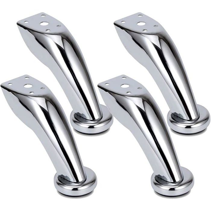 Pieds de meuble - AIMOONSA - Lot 4 (12 cm) - Chromé anti-corrosion - Base plastique - Vis fixation