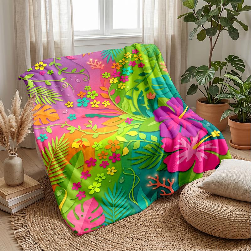 Vibrant Peony Floral Design Theme blanket Lightweight Warm Flannel Blanket Decorative Throw Blanket for Home Decoration