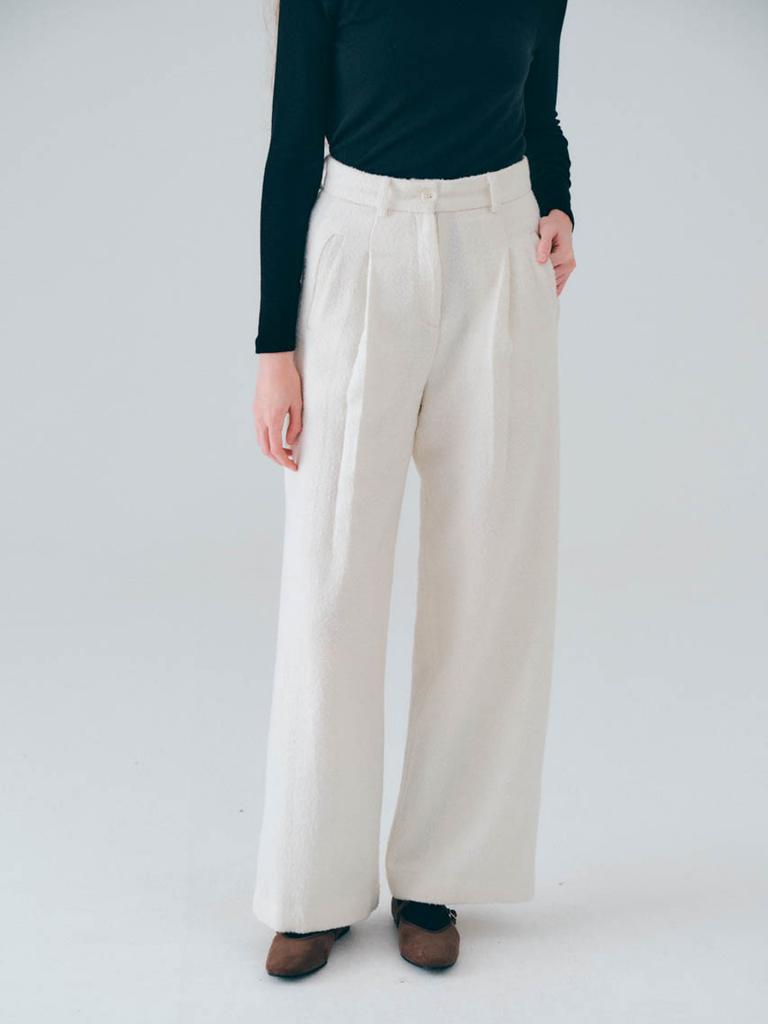 NOEUD Wool Boucle Pants (Ivory)