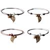 Ceramic Beaded Bracelet Bangle Rope Chain Vintage Leaf Pendant Couple Jewelry
