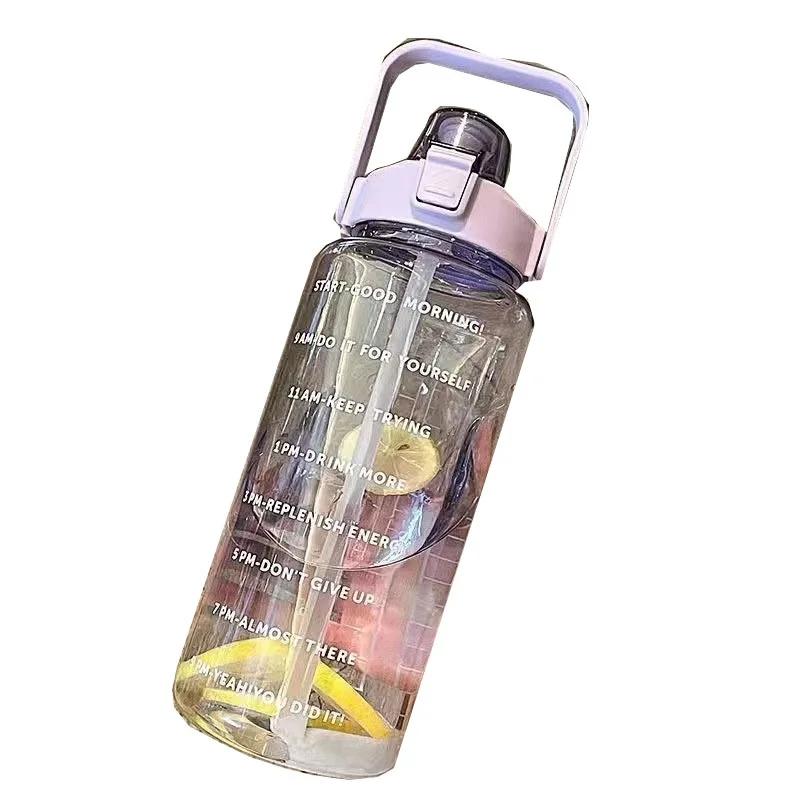 Large Capacity Water Cup 2 Liters Network Red Ins Trend Straw Cup Sports With Scale Portable Simple Leak Proof Portable Drop Res
