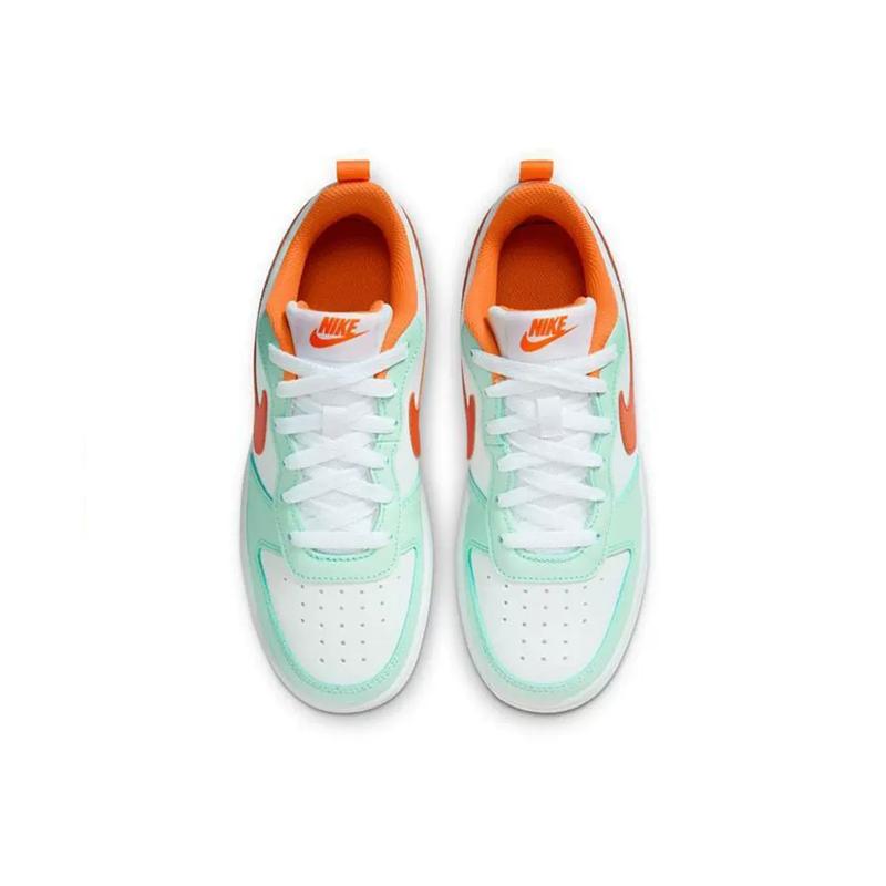 Nike Court Borough Low 2 GS Mint Foam Safety Orange Kids Sneakers White Dark-Pony Bright-Mandarin FN3687-181