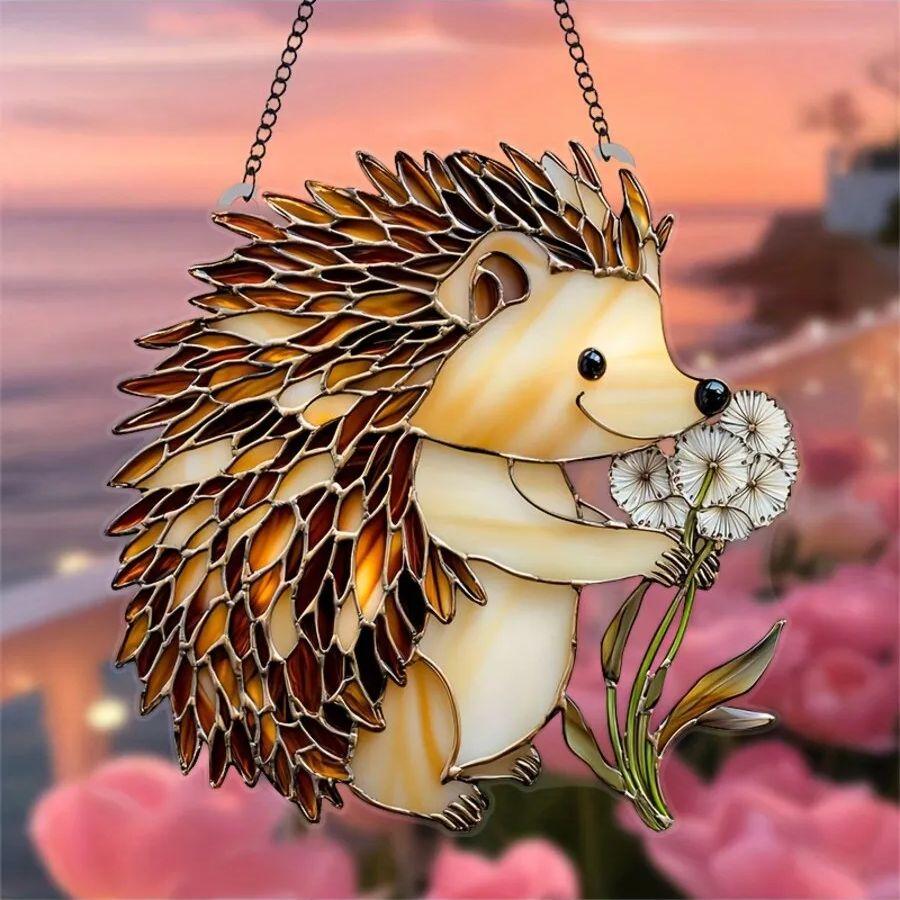 A Cute Hedgehog Sun Catcher, Animal Themed Decoration, Perfect for Home, Garden, Porch, Birthday Gift for Animal Lovers