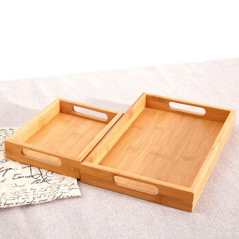 Household Storage Tray Bamboo Water Cup Plate Retro Storage Plate  Home Kitchen Supplies