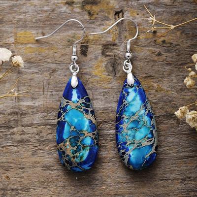 Ethnic Style Natural Stone Emperor Stone Water Drop Earrings Earrings Light Luxury Jewelry Earrings