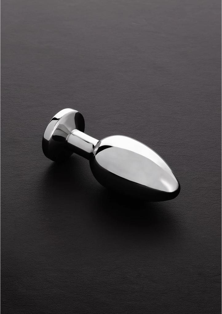 Steel - Stainless steel anal plug with gemstone - medium
