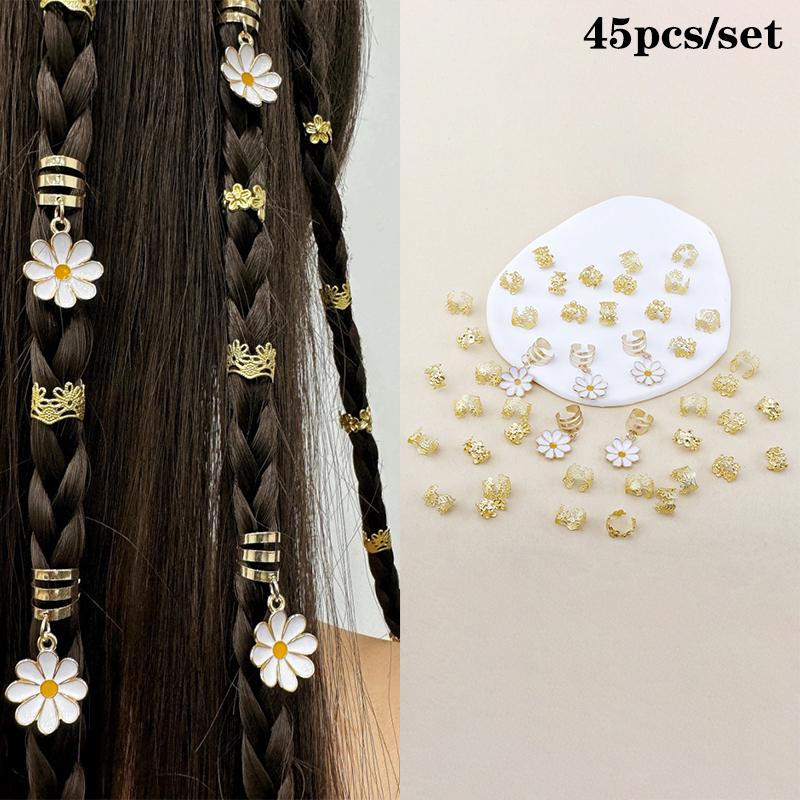 1Set Dreadlock Hair Rings Hair Jewelry Cuffs Clip Hair Braids Dirty Braids Bead Hippie Hairpin Accessories Headwear For Women